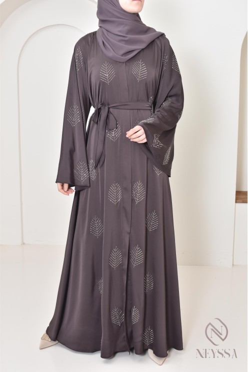 Abaya Dubai mit Strasssteinen, lang, für muslimische Frauen,