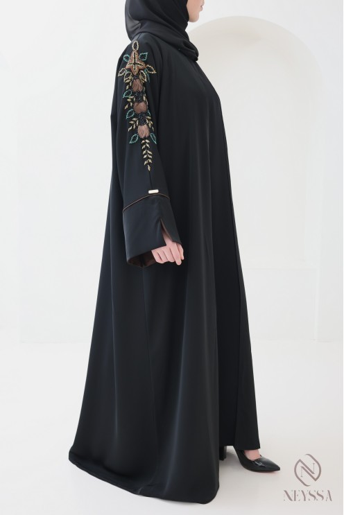 4-piece Dubai kimono abaya with embroidered pearls and organza