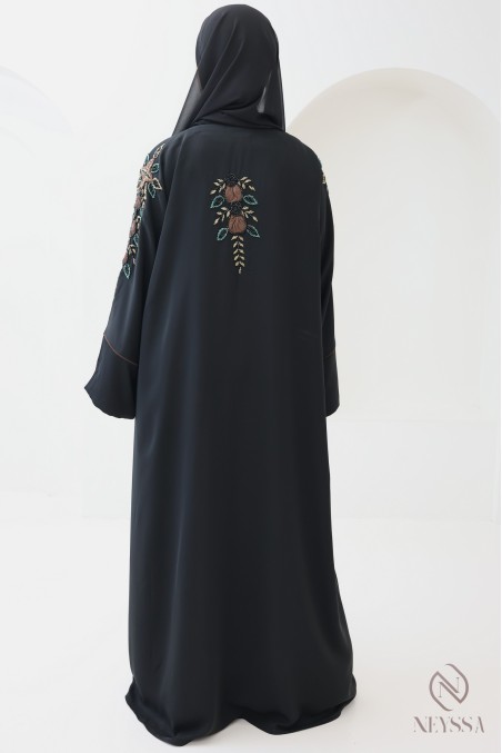 4-piece Dubai kimono abaya with embroidered pearls and organza