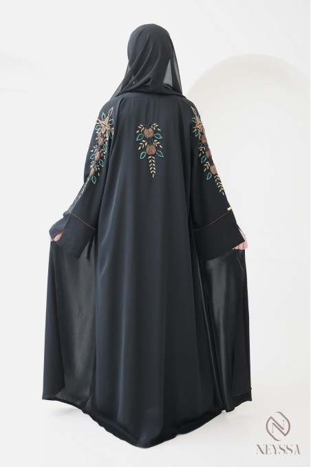 4-piece Dubai kimono abaya with embroidered pearls and organza