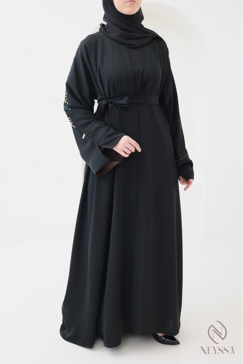 4-teilige Kimono-Abaya Dubai mit Perlenstickerei und Organza