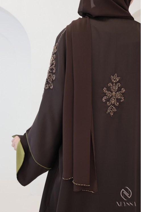 Dubai kimono abaya, 4 pieces, cuffed sleeves, Khaleeji style