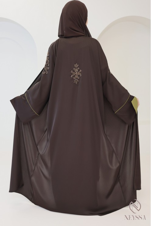 Dubai kimono abaya, 4 pieces, cuffed sleeves, Khaleeji style
