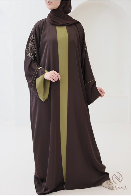 Dubai kimono abaya, 4 pieces, cuffed sleeves, Khaleeji style