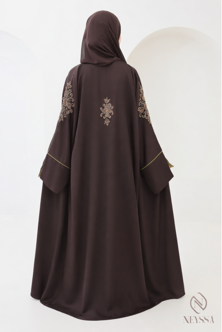 Abaya Dubai Kimono 4-teilig mit Umschlagärmeln im Khaleeji-Stil