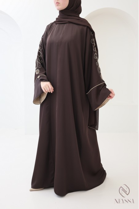 Abaya Dubaï kimono en soie de nidah pour femme voilée