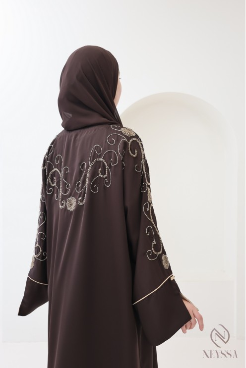 Abaya Dubaï kimono en soie de nidah pour femme voilée