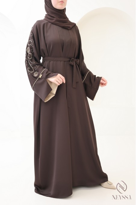 Abaya Dubaï kimono en soie de nidah pour femme voilée