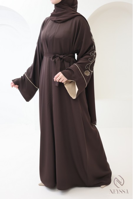 Abaya Dubaï kimono en soie de nidah pour femme voilée