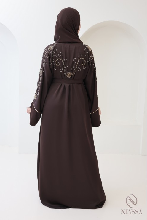 Abaya Dubaï kimono en soie de nidah pour femme voilée