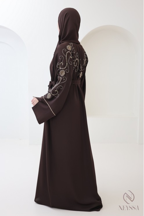 Abaya Dubaï kimono en soie de nidah pour femme voilée