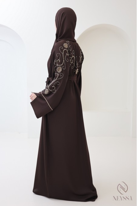 Abaya Dubaï kimono en soie de nidah pour femme voilée