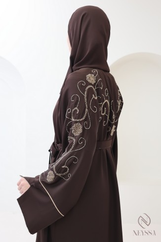 Abaya Dubaï kimono en soie de nidah pour femme voilée 2