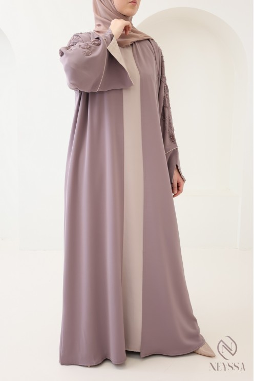 Abaya Dubai mit Kimono mit Perlenstickerei, trendiges Eid-Outfit