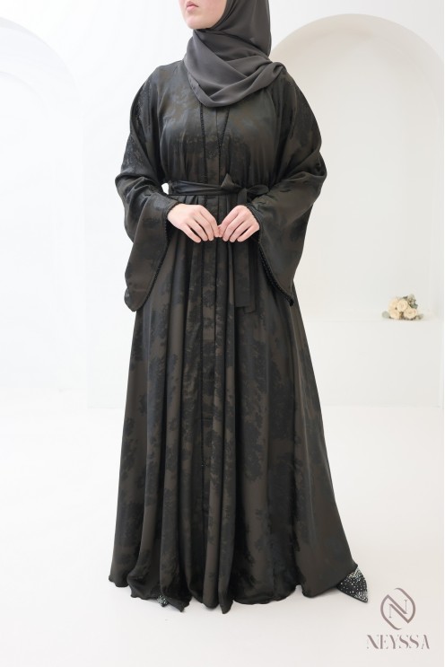 Dubai kimono abaya, 3 pieces, nidah silk, flared cut