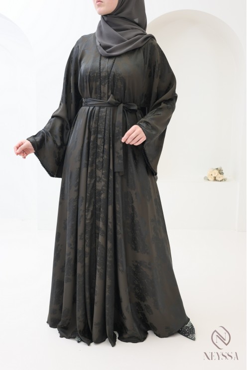 Dubai kimono abaya, 3 pieces, nidah silk, flared cut