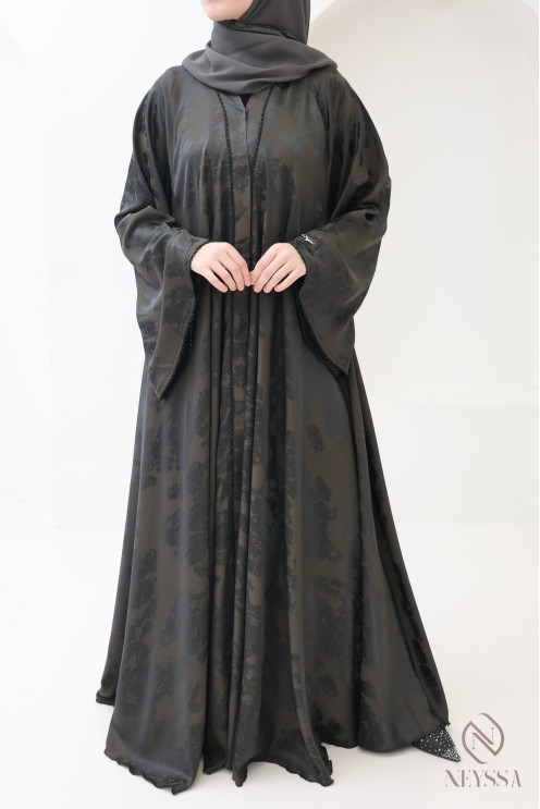 Dubai kimono abaya, 3 pieces, nidah silk, flared cut