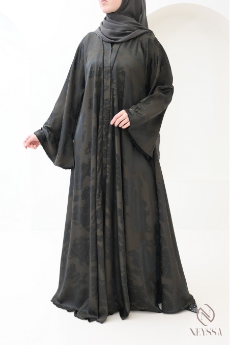 3-teilige Kimono-Abaya Dubai aus Nidah-Seide mit ausgestelltem Schnitt