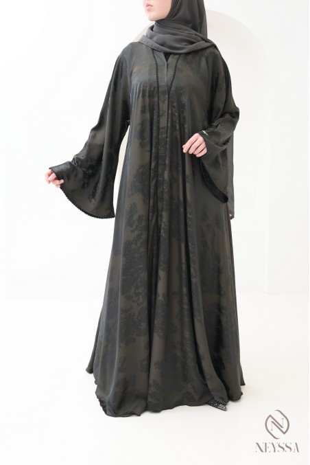 3-teilige Kimono-Abaya Dubai aus Nidah-Seide mit ausgestelltem Schnitt