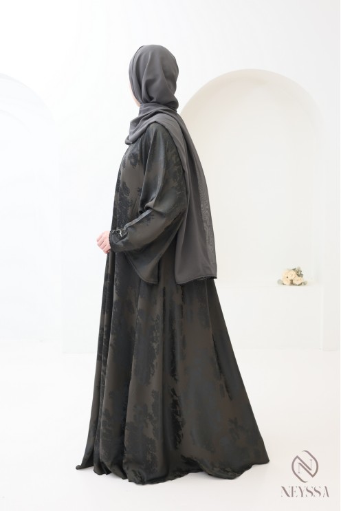 Dubai kimono abaya, 3 pieces, nidah silk, flared cut