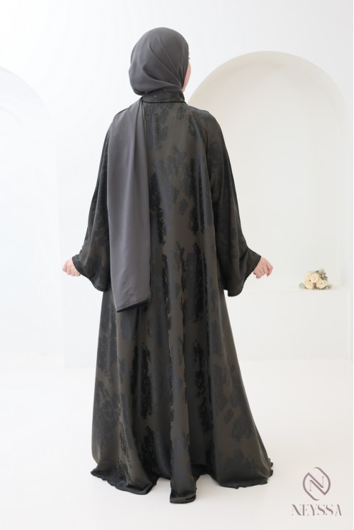Dubai kimono abaya, 3 pieces, nidah silk, flared cut