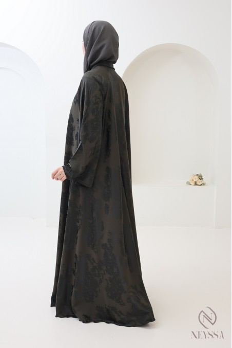 Abaya kimono Dubaï 3 pièces soie de nidah coupe évasée