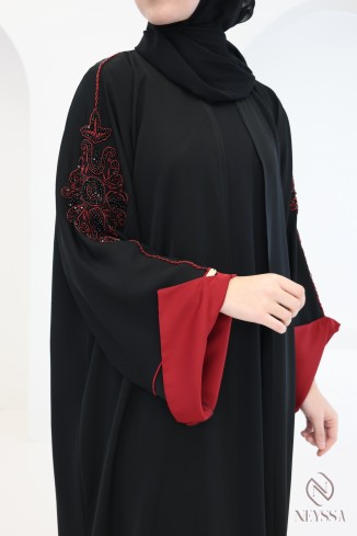 Abaya Dubaï kimono moderne avec motifs perlés, pour femme voilée 2
