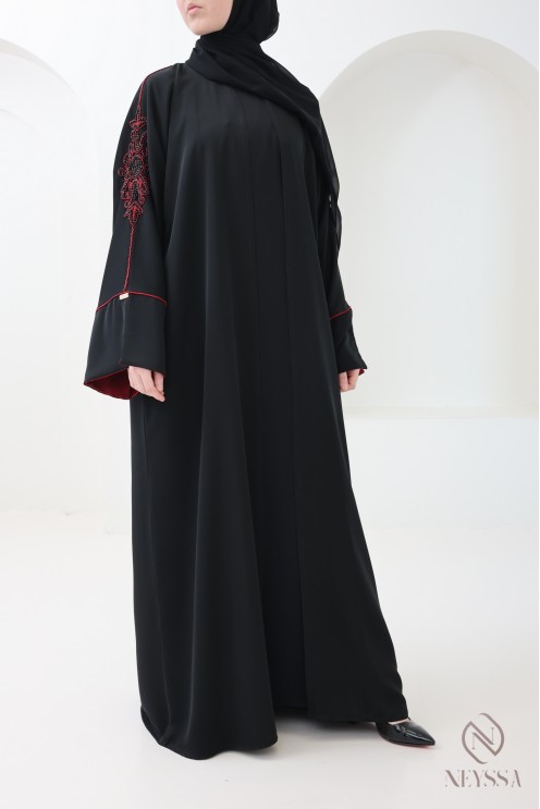 Abaya Dubaï kimono moderne avec motifs perlés, pour femme voilée