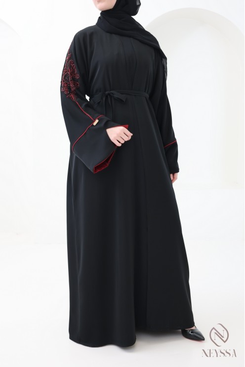 Abaya Dubaï kimono moderne avec motifs perlés, pour femme voilée