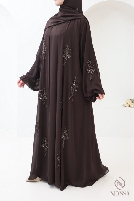 Dubai kimono abaya, 4 pieces, chiffon, trendy veiled women's wear