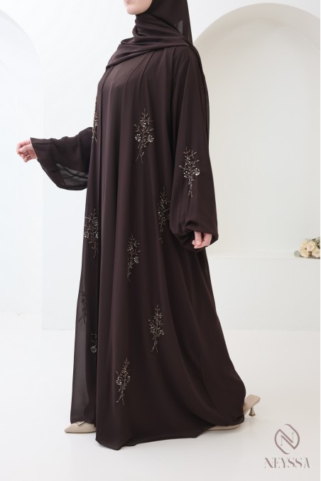 Abaya Dubai Kimono 4-teilig aus Chiffon für Damen