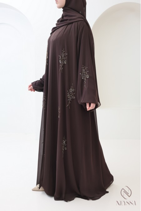Abaya Dubai Kimono 4-teilig aus Chiffon für Damen