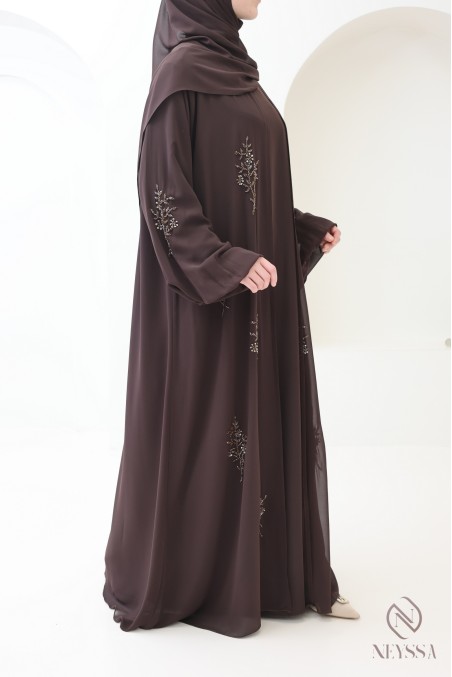 Abaya Dubai Kimono 4-teilig aus Chiffon für Damen