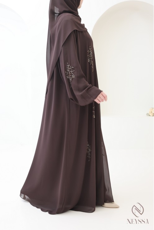 Abaya Dubai Kimono 4-teilig aus Chiffon für Damen