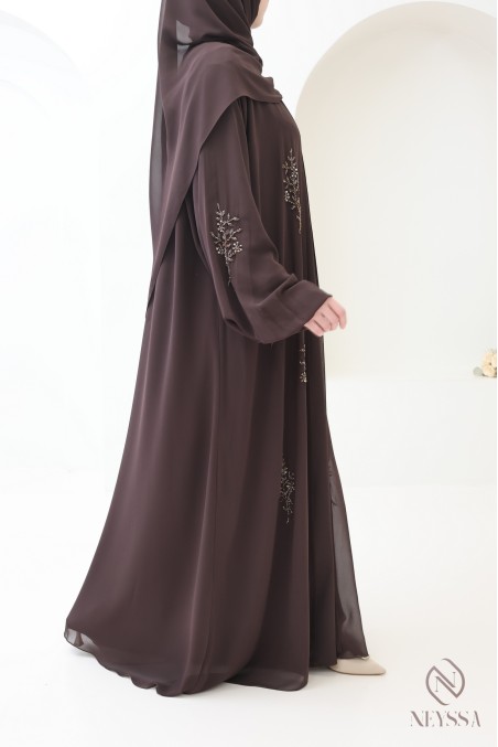 Abaya Dubaï kimono 4 pièces en mousseline femme voilée tendance