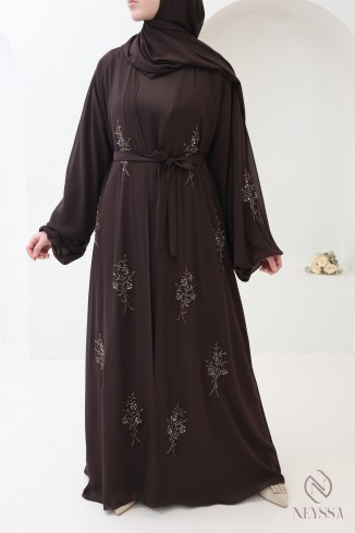 Abaya Dubai Kimono 4-teilig aus Chiffon für Damen