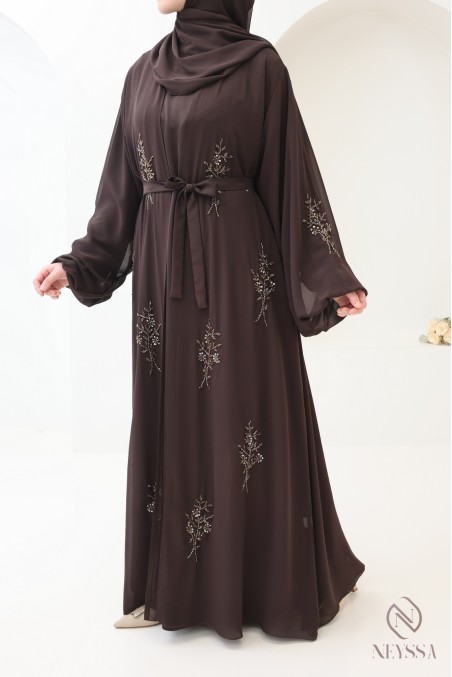 Dubai kimono abaya, 4 pieces, chiffon, trendy veiled women's wear