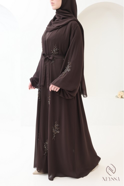 Abaya Dubai Kimono 4-teilig aus Chiffon für Damen