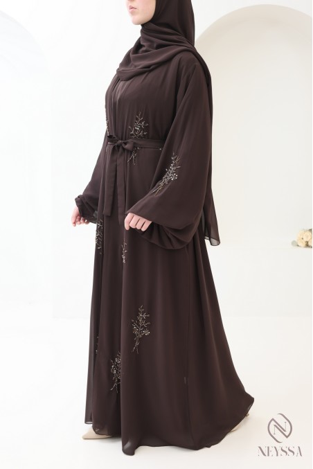 Dubai kimono abaya, 4 pieces, chiffon, trendy veiled women's wear