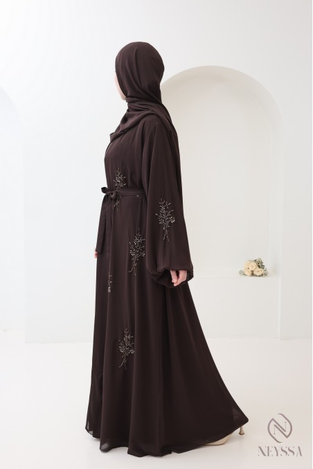Dubai kimono abaya, 4 pieces, chiffon, trendy veiled women's wear