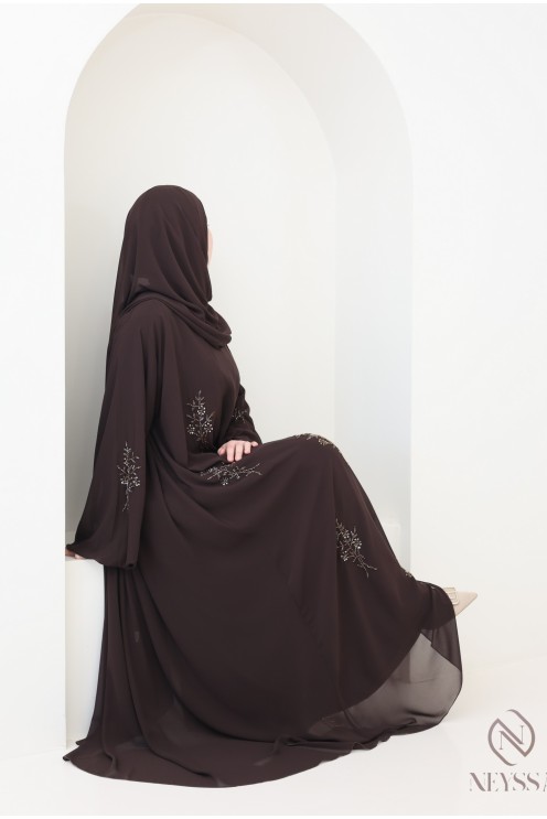 Abaya Dubaï kimono 4 pièces en mousseline femme voilée tendance