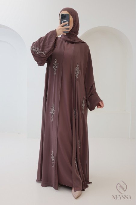 Luxury Dubai kimono abaya for women with floral pattern