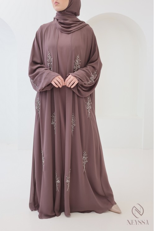 Abaya Dubaï kimono de luxe pour femme motif floral