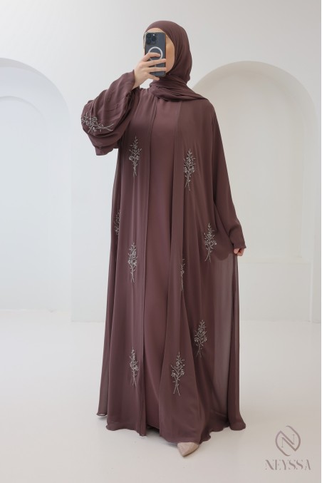 Luxury Dubai kimono abaya for women with floral pattern
