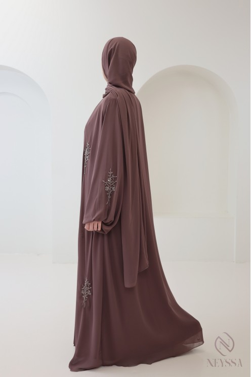 Abaya Dubaï kimono de luxe pour femme motif floral