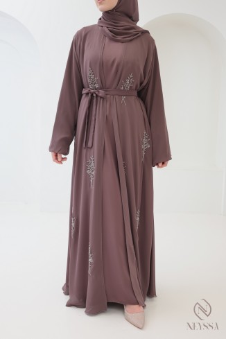 Abaya Dubaï kimono de luxe pour femme motif floral