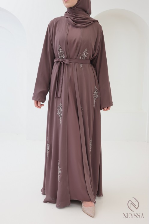 Abaya Dubaï kimono de luxe pour femme motif floral