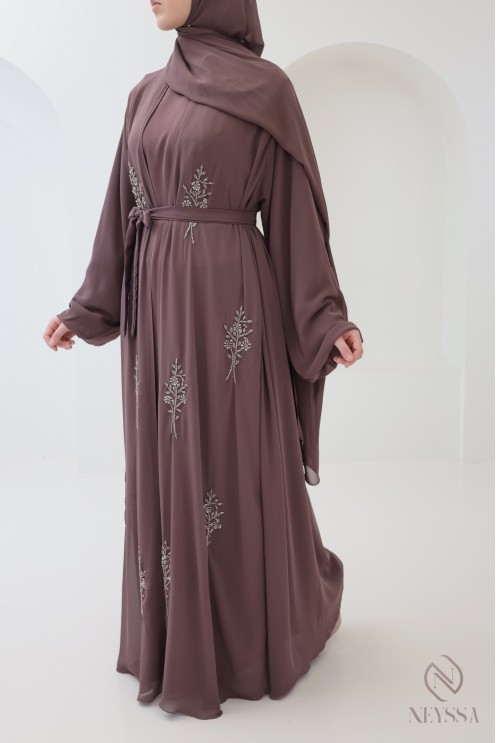 Luxury Dubai kimono abaya for women with floral pattern