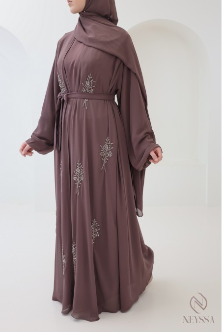 Luxury Dubai kimono abaya for women with floral pattern