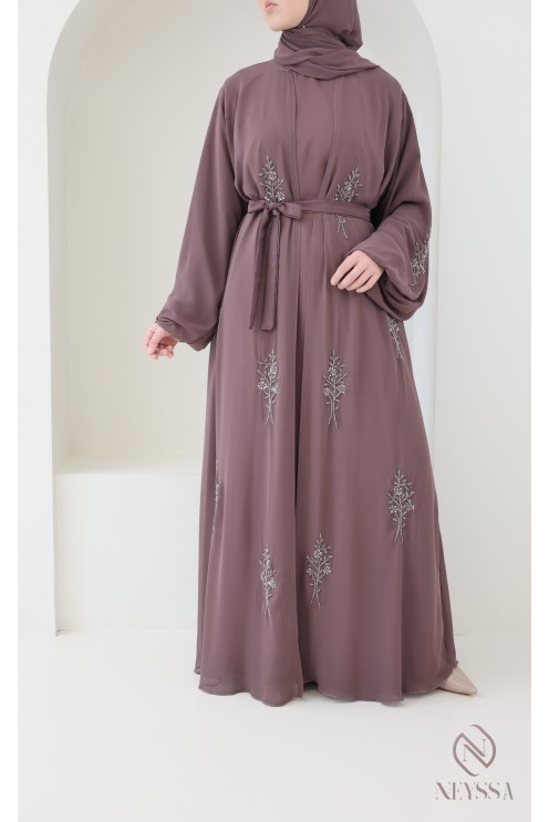 Luxury Dubai kimono abaya for women with floral pattern